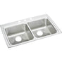 Elkay - 18 Gauge Stainless Steel 33'' x 22'' x 6.5'' Double Bowl Drop-in Kitchen Sink - Lustrous Satin