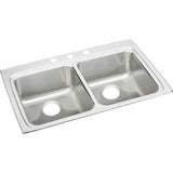 Elkay - 18 Gauge Stainless Steel 33'' x 22'' x 6'' Double Bowl Drop-in Kitchen Sink - Lustrous Satin