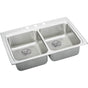 Elkay - 18 Gauge Stainless Steel 33'' x 22'' x 6.5'' Double Bowl Drop-in Kitchen Sink Kit - Lustrous Satin