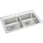 Elkay - 18 Gauge Stainless Steel 33'' x 22'' x 6.5'' Double Bowl Drop-in Kitchen Sink Kit - Lustrous Satin