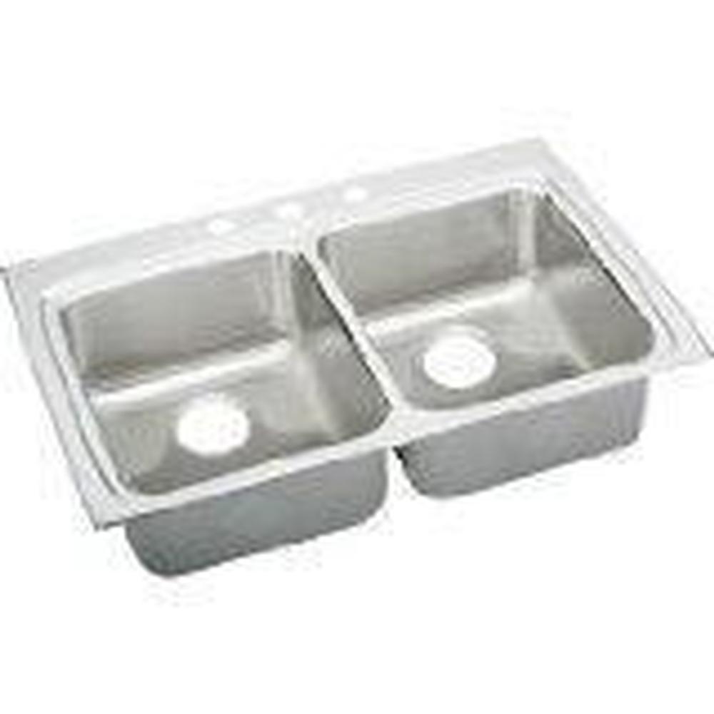 Elkay - 18 Gauge Stainless Steel 33'' x 22'' x 6.5'' Double Bowl Drop-in Kitchen Sink