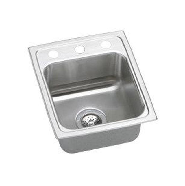 Elkay - 18 Gauge Stainless Steel 15'' x 17.5'' x 7.625'' Single Bowl Top Mount Kitchen Sink - Lustrous Satin