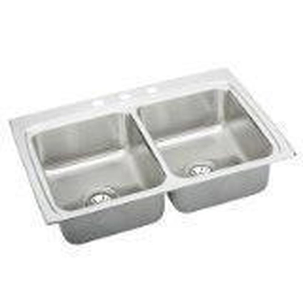 Elkay - 18 Gauge Stainless Steel 33'' x 22'' x 8.125'' Double Bowl Drop-in Kitchen Sink