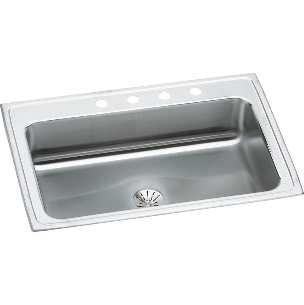 Elkay - 18 Gauge Stainless Steel 33'' x 22'' x 7.625'' Single Bowl Drop-in Kitchen Sink Kit - Lustrous Satin