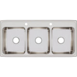 18 Gauge Stainless Steel 46'' x 22'' x 7.625'' Triple Bowl Drop-in Kitchen Sink