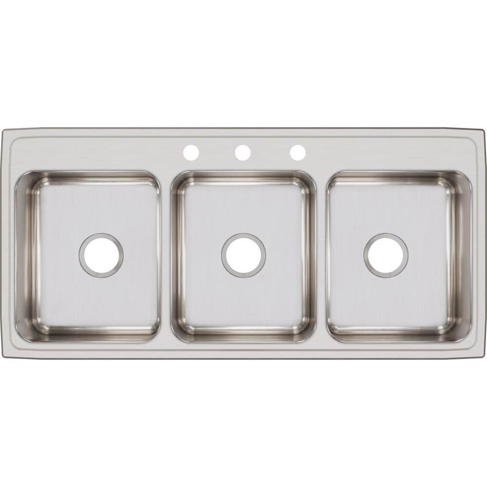 18 Gauge Stainless Steel 46'' x 22'' x 7.625'' Triple Bowl Drop-in Kitchen Sink