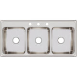 18 Gauge Stainless Steel 46'' x 22'' x 7.625'' Triple Bowl Drop-in Kitchen Sink