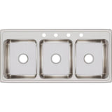18 Gauge Stainless Steel 46'' x 22'' x 7.625'' Triple Bowl Drop-in Kitchen Sink