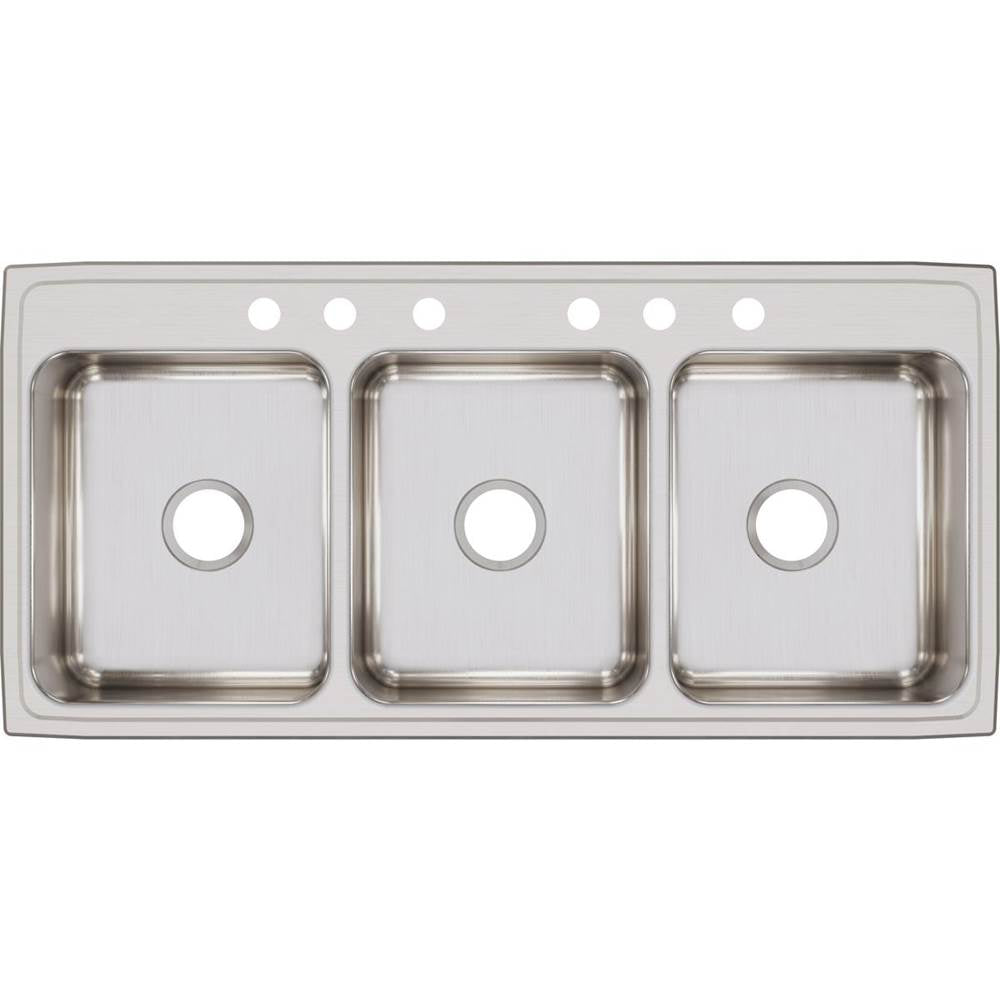 18 Gauge Stainless Steel 46'' x 22'' x 7.625'' Triple Bowl Drop-in Kitchen Sink