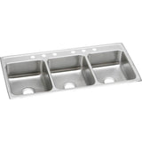 Elkay - 18 Gauge Stainless Steel 46'' x 22'' x 7.625'' Triple Bowl Drop-in Kitchen Sink - Lustrous Satin