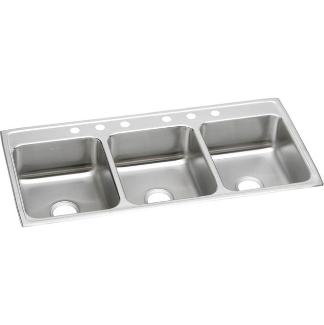 Elkay - 18 Gauge Stainless Steel 46'' x 22'' x 7.625'' Triple Bowl Drop-in Kitchen Sink - Lustrous Satin