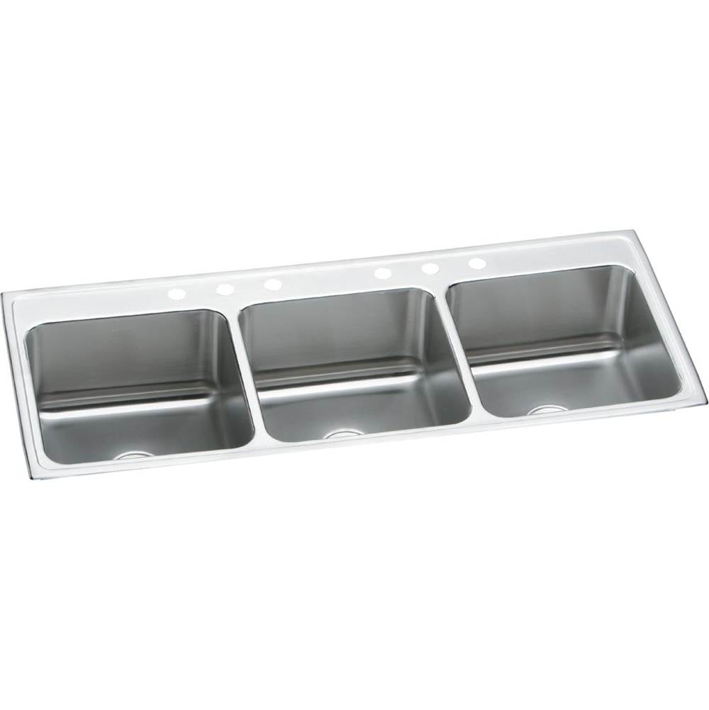 Elkay - 18 Gauge Stainless Steel 54'' x 22'' x 10.125'' Triple Bowl Drop-in Kitchen Sink - Lustrous Satin