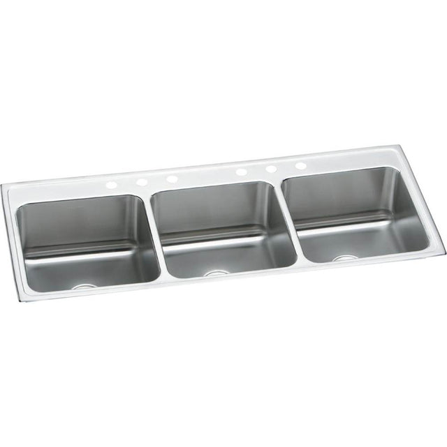 Elkay - 18 Gauge Stainless Steel 63'' x 22'' x 10.125'' Triple Bowl Drop-in Kitchen Sink - Lustrous Satin