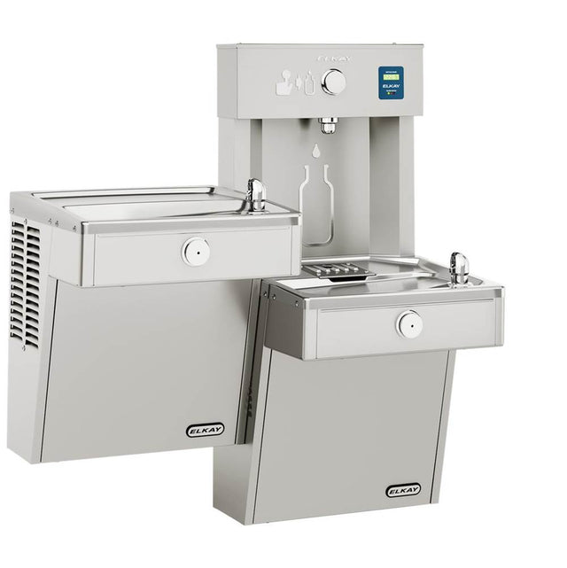 Elkay - ezH2O Vandal-Resistant Bottle Filling Station and, Bi-Level Cooler Filtered Non-Refrigerated Stainless - Stainless Steel