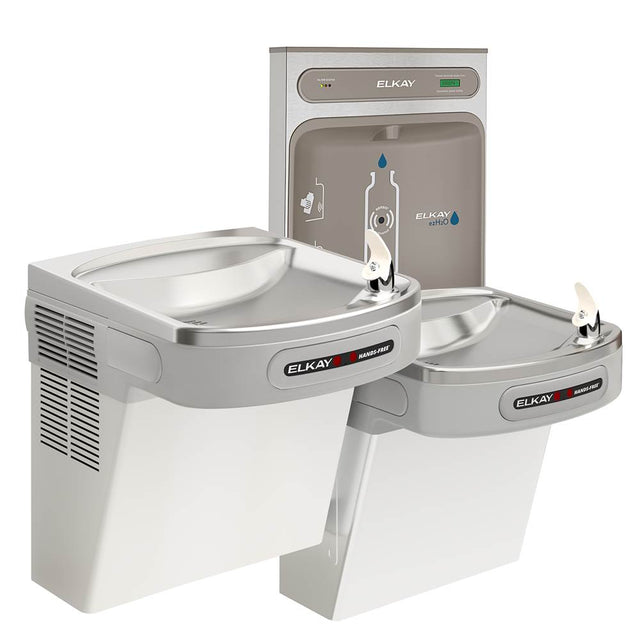 Elkay - ezH2O Bottle Filling Station with Bi-Level ADA Cooler Dual Hands Free Activation, Filtered Refrigerated Light Gray - Light Gray Granite
