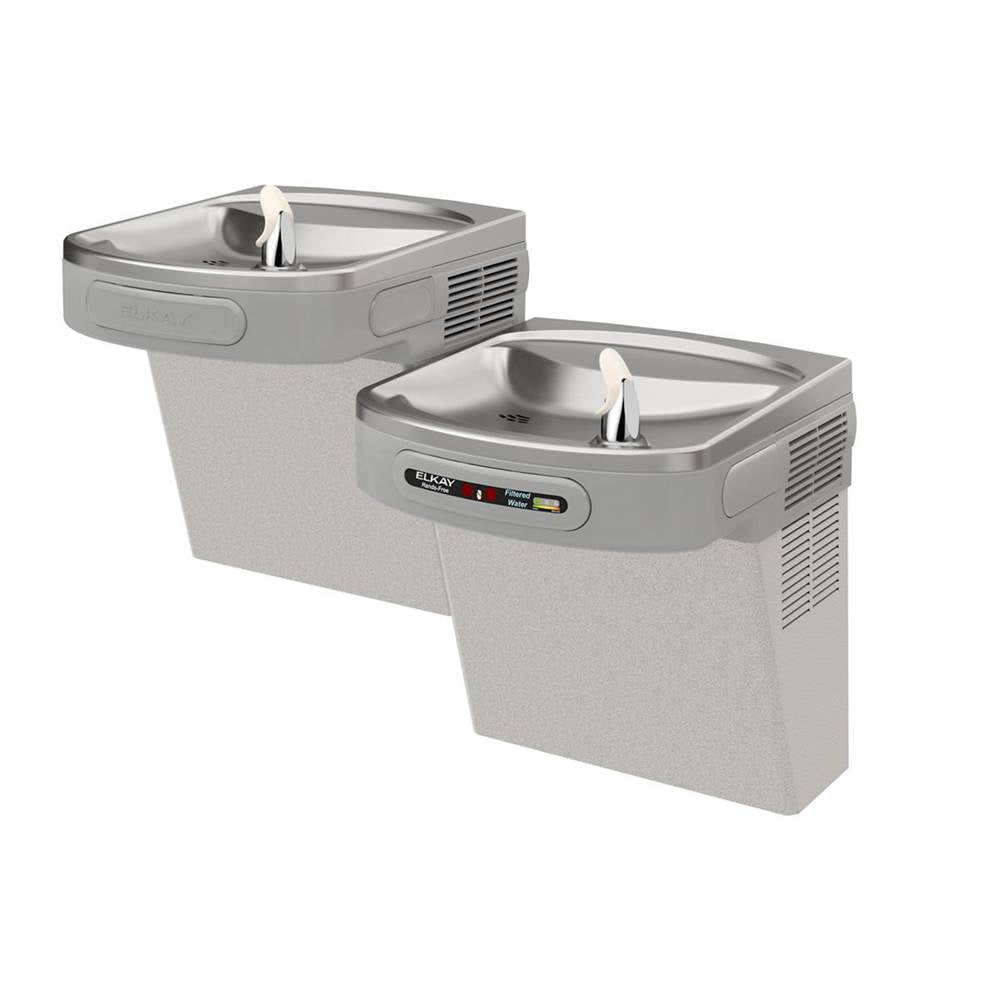 Versatile Cooler Wall Mount Bi-Level ADA Hands-Free, Filtered Refrigerated Light Gray Granite
