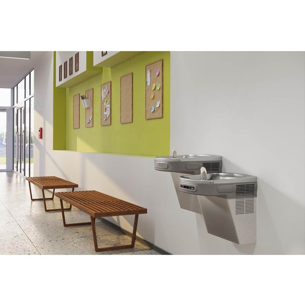 Versatile Cooler Wall Mount Bi-Level ADA Hands-Free, Filtered Refrigerated Light Gray Granite