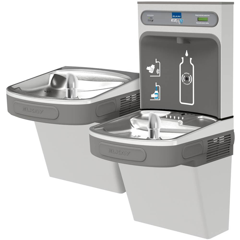 Elkay - ezH2O Bottle Filling Station and Versatile Bi-Level ADA Vandal-Resistant Cooler, Filtered Refrigerated Stainless - Stainless Steel