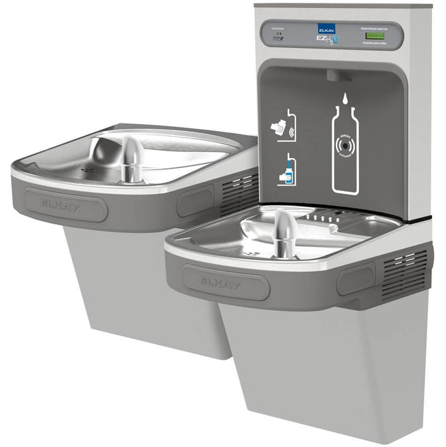 Elkay - ezH2O Bottle Filling Station and Versatile Bi-Level ADA Vandal-Resistant Cooler, Filtered Non-Refrigerated Light Gray - Light Gray Granite