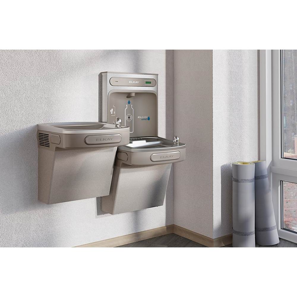 ezH2O Bottle Filling Station and Versatile Bi-Level ADA Vandal-Resistant Cooler, Filtered Non-Refrigerated Light Gray