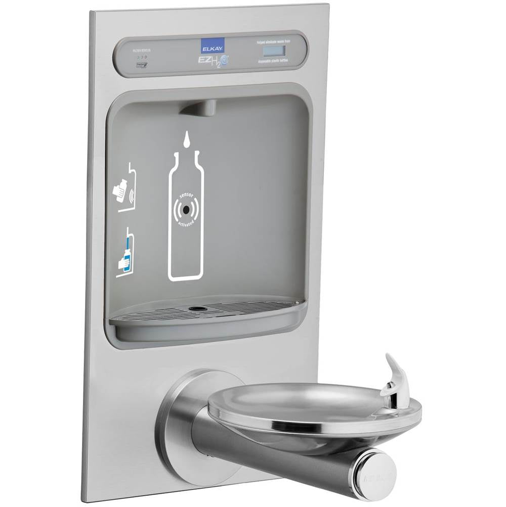 Elkay - ezH2O Bottle Filling Station with Integral SwirlFlo Fountain, Filtered Non-Refrigerated Stainless - Stainless Steel