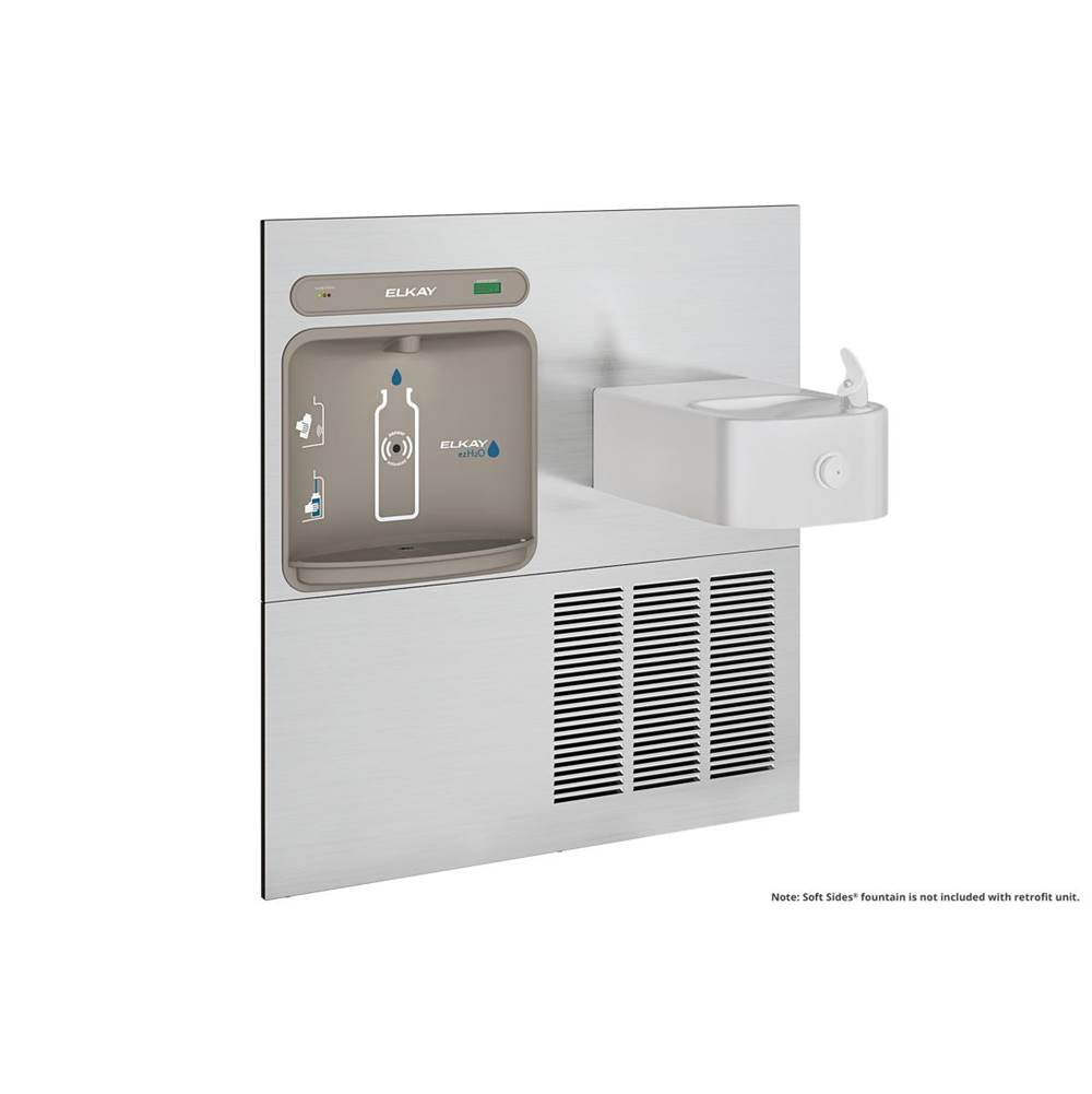 Elkay - ezH2O Retrofit Bottle Filling Station with Soft Sides Fountain, Filtered Refrigerated Stainless - Stainless Steel