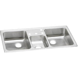 Elkay - 20 Gauge Stainless Steel 43'' x 22'' x 7.125'' Triple Bowl Drop-in Kitchen Sink - Brushed Satin