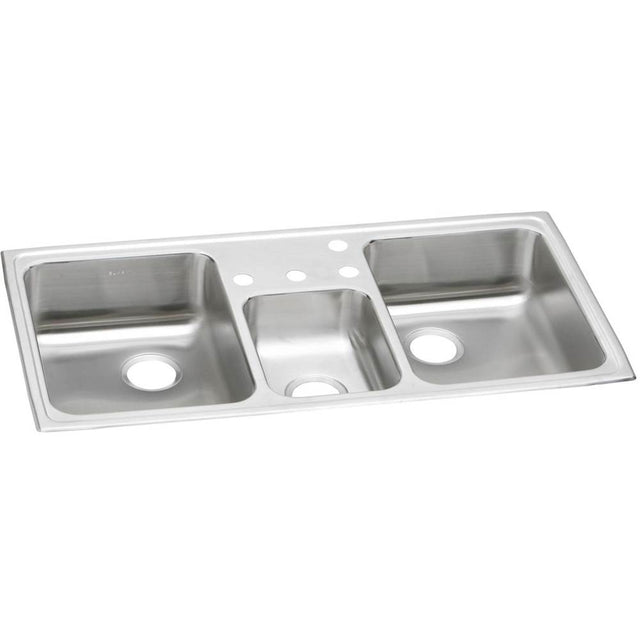 Elkay - 20 Gauge Stainless Steel 43'' x 22'' x 7.125'' Triple Bowl Drop-in Kitchen Sink - Brushed Satin