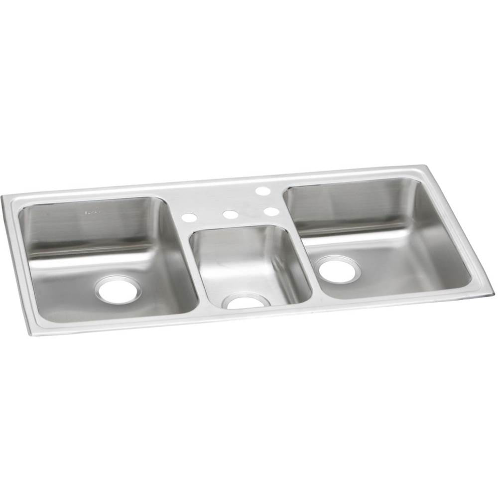 Elkay - 20 Gauge Stainless Steel 43'' x 22'' x 7.125'' Triple Bowl Drop-in Kitchen Sink - Brushed Satin