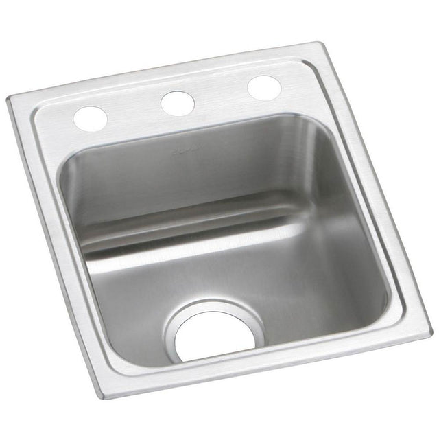 Elkay - 20 Gauge Stainless Steel 15'' x 17.5'' x 7.125'' Single Bowl Drop-in Bar/Prep Sink - Brushed Satin