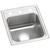 Elkay - 20 Gauge Stainless Steel 15'' x 17.5'' x 7.125'' Single Bowl Drop-in Bar/Prep Sink - Brushed Satin