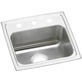 Elkay - 20 Gauge Stainless Steel 17'' x 16'' x 7.125'' Single Bowl Drop-in Kitchen Sink - Brushed Satin