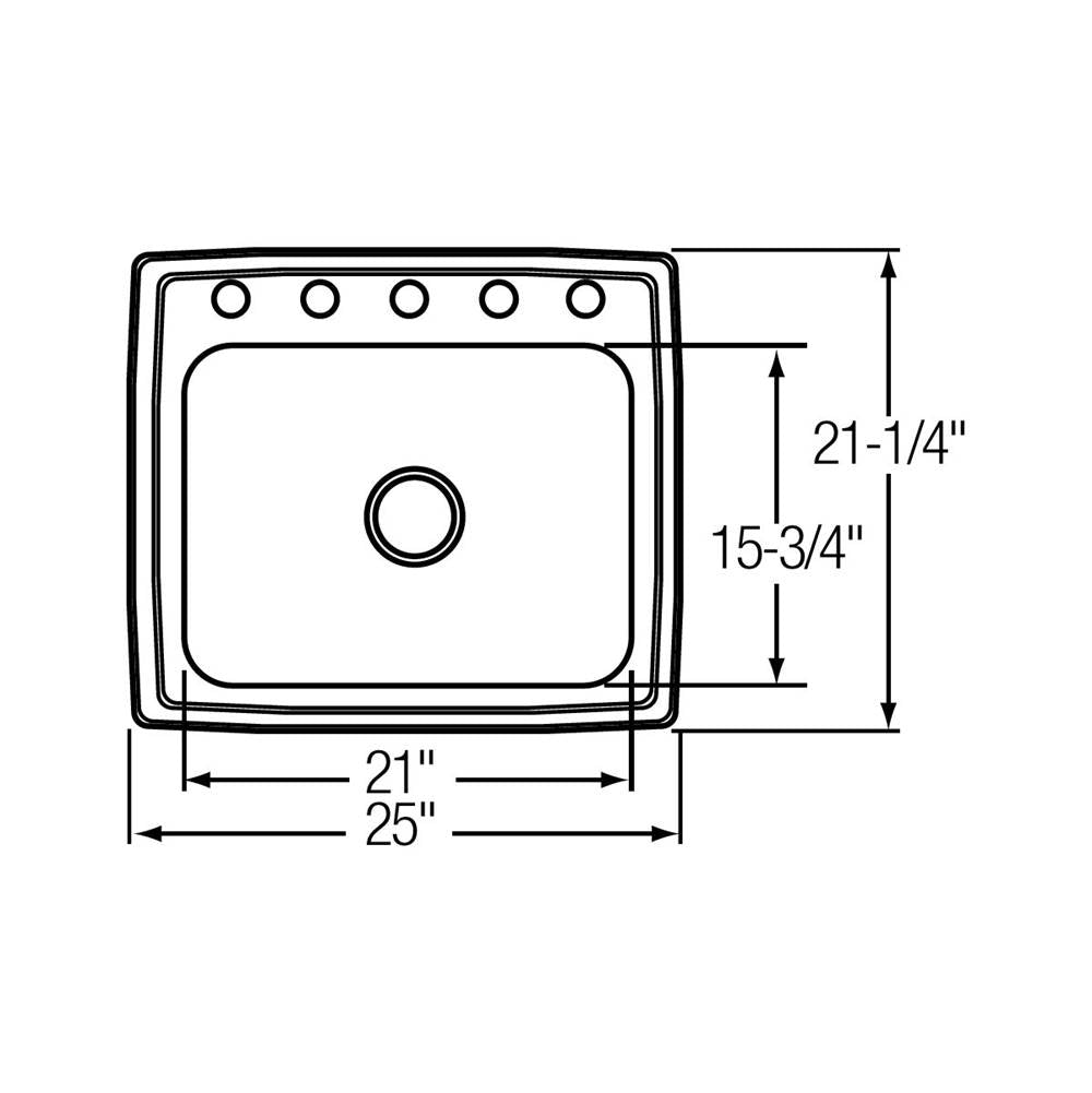 20 Gauge Stainless Steel 25'' x 21.25'' x 7.5'' Single Bowl Drop-in Kitchen Sink