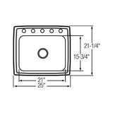 20 Gauge Stainless Steel 25'' x 21.25'' x 7.5'' Single Bowl Drop-in Kitchen Sink