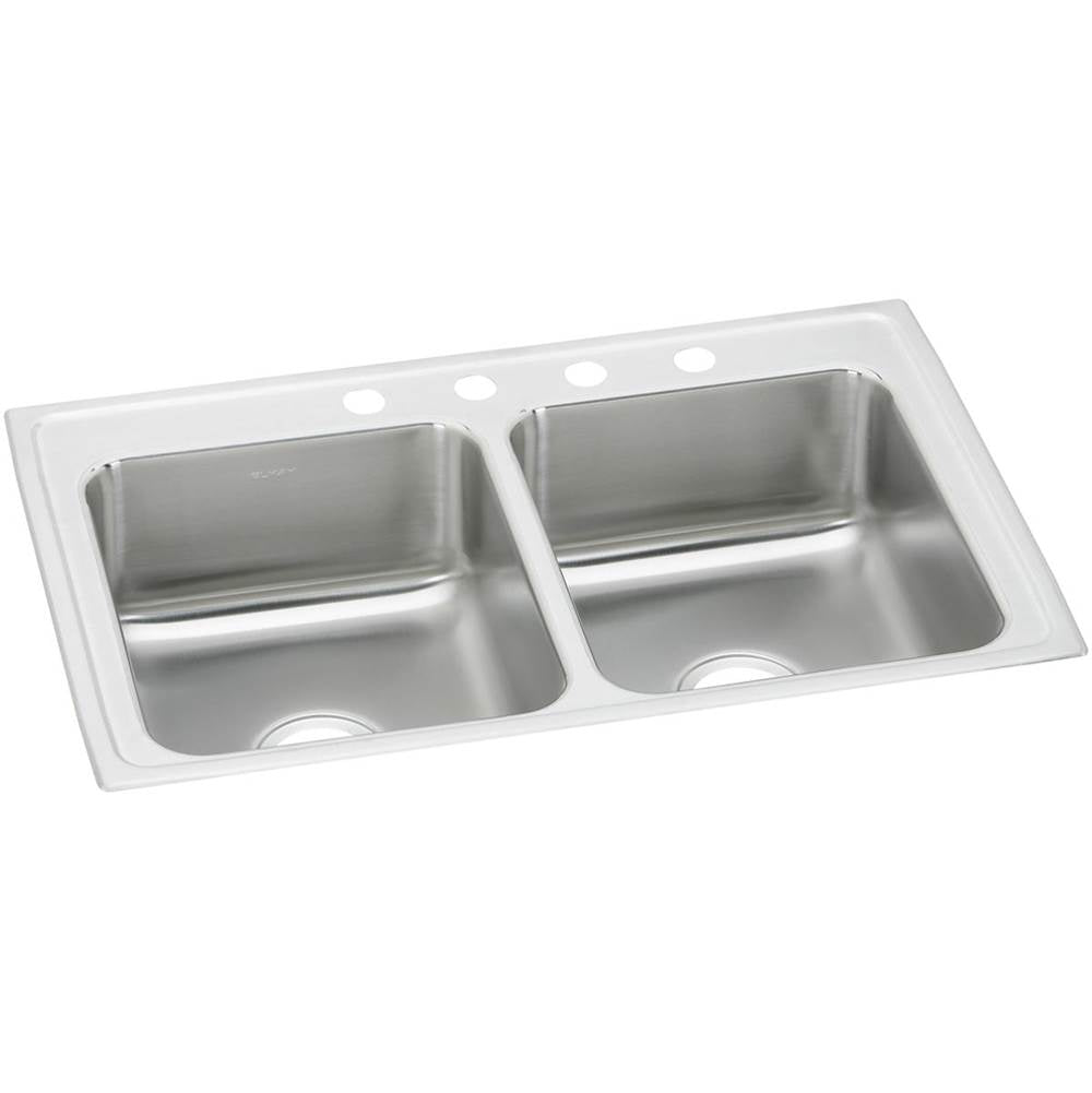 Elkay - 20 Gauge Stainless Steel 33'' x 19.5'' x 7.125'' Double Bowl Drop-in Kitchen Sink - Brushed Satin