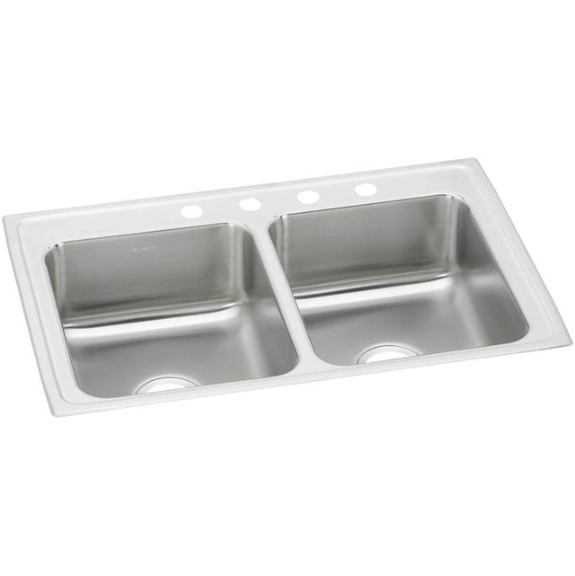 Elkay - 20 Gauge Stainless Steel 33'' x 19.5'' x 7.125'' Double Bowl Drop-in Kitchen Sink - Brushed Satin