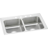 Elkay - 20 Gauge Stainless Steel 33'' x 21.25'' x 7.5'' Double Bowl Drop-in Kitchen Sink - Brushed Satin