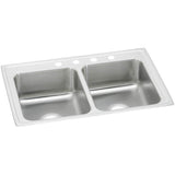 Elkay - 20 Gauge Stainless Steel 43'' x 22'' x 7.125'' Double Bowl Drop-in Kitchen Sink - Brushed Satin