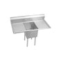 Elkay - 1 Compartment Sink, 54X24 OA, 18X18 Bowl, 14 Deep, L & R 18'' DBs, SS Legs, 18 GA 300 Series SS, NSF - No.4 Finish