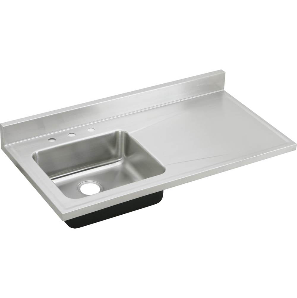 Elkay - 18 Gauge Stainless Steel 48'' x 25'' x 7.5'' Single Bowl Custom Sinks + Countertops Kitchen Sink - Lustrous Satin