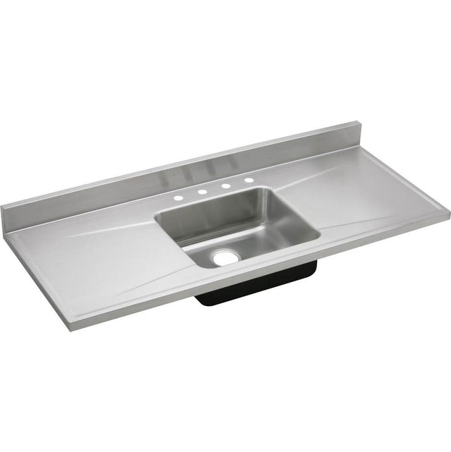 Elkay - 18 Gauge Stainless Steel 60'' x 25'' x 7.5'' Single Bowl Custom Sinks + Countertops Kitchen Sink - Lustrous Satin