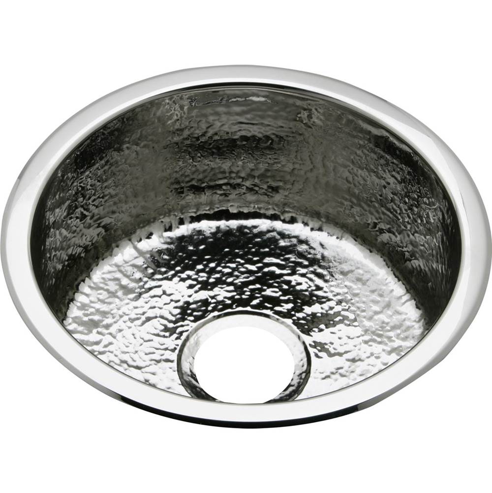 Elkay - 18 Gauge Stainless Steel 16.375'' x 16.375'' x 7'' Single Bowl Dual Mount Bar Sink - Hammered Mirror