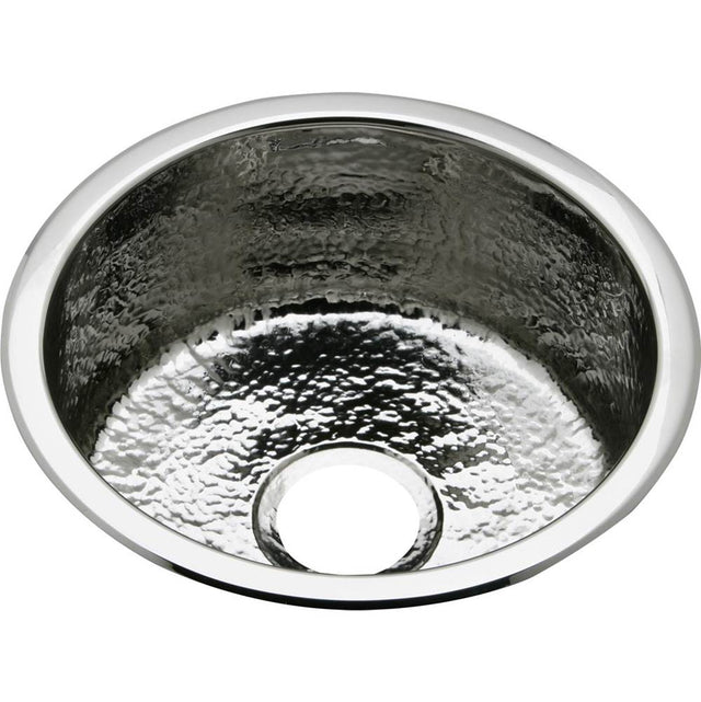 Elkay - 18 Gauge Stainless Steel 16.375'' x 16.375'' x 7'' Single Bowl Dual Mount Bar Sink - Hammered Mirror
