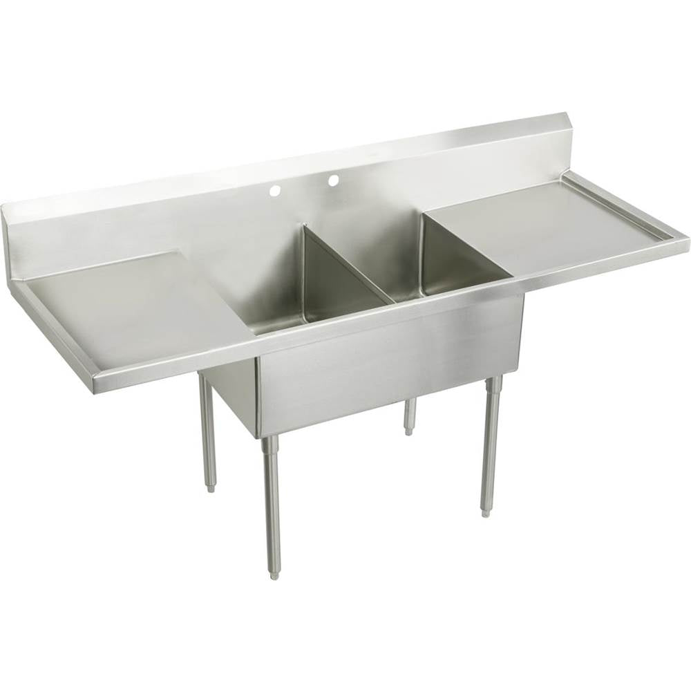 Elkay - SS DOUBLE COMPT SCULLERY SINK - Buffed Satin