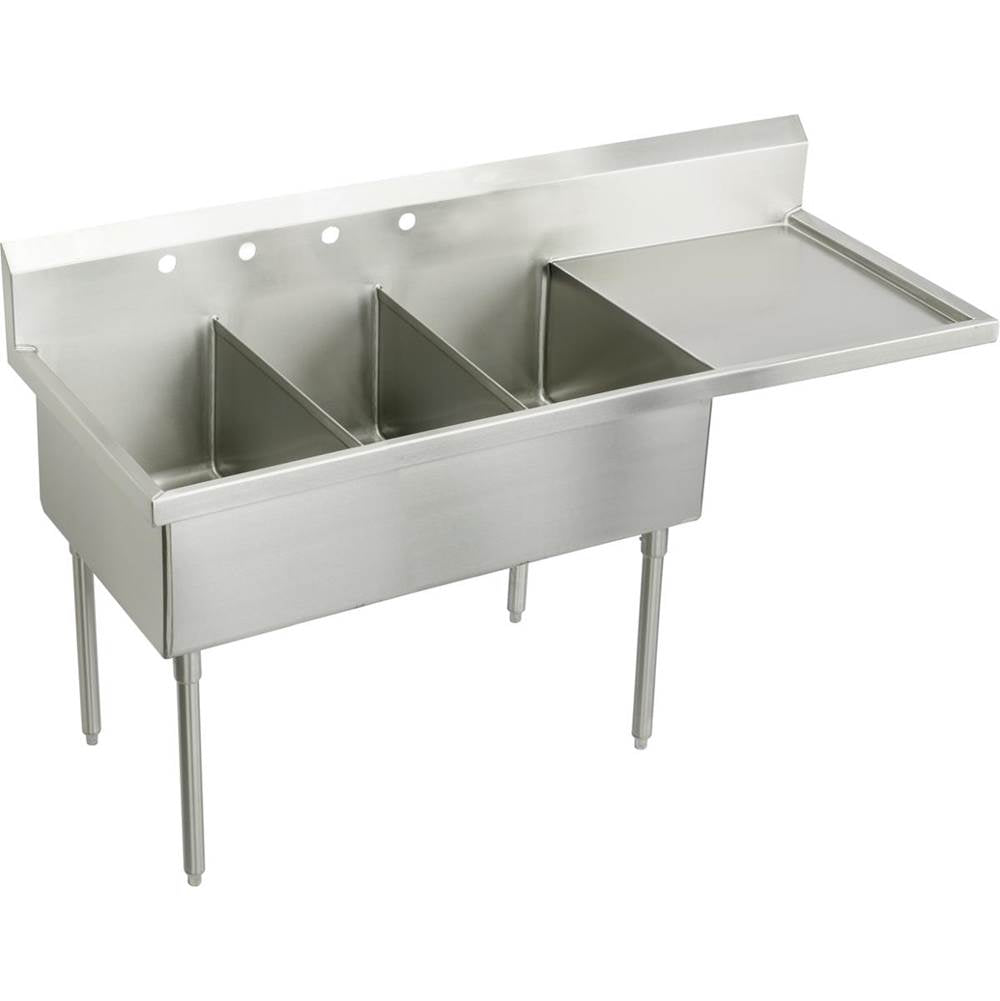 Elkay - SS TRIPLE COMPT SCULLERY SINK - Buffed Satin