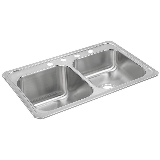 Elkay - 20 Gauge Stainless Steel 33'' x 22'' x 10.25'' Double Bowl Drop-in Kitchen Sink - Brushed Satin