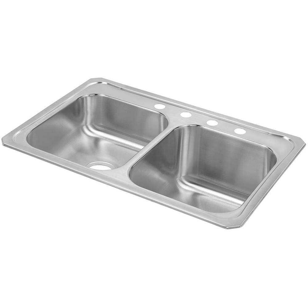 Elkay - 20 Gauge Stainless Steel 33'' x 22'' x 10.25'' Double Bowl Drop-in Kitchen Sink - Brushed Satin