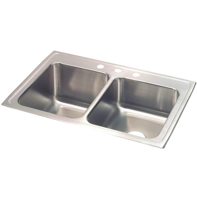 Elkay - 18 Gauge Stainless Steel 33'' x 22'' x 10.125'' Double Bowl Drop-in Kitchen Sink - Lustrous Satin