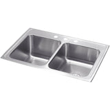 Elkay - 18 Gauge Stainless Steel 33'' x 22'' x 10.125'' Double Bowl Top Mount Kitchen Sink Kit - Lustertone