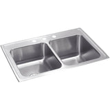 Elkay - 18 Gauge Stainless Steel 33'' x 22'' x 10.125'' Double Bowl Drop-in Kitchen Sink Kit - Lustrous Satin
